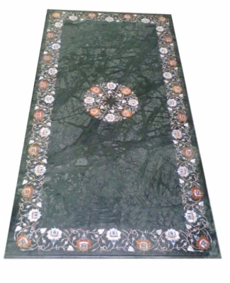 122cm x 61cm Verde Mármol Comedor Interior Floral Trabajo Semi Piedras Preciosas - Imagen 1 de 2