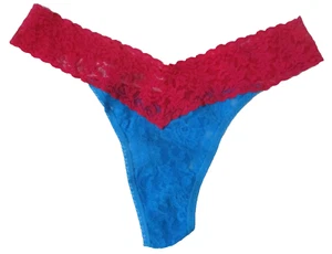 HANKY PANKY ONE SIZE OS THONG 45361 ORIGINAL RISE TEAL PINK NYLON PANTIES - Picture 1 of 4