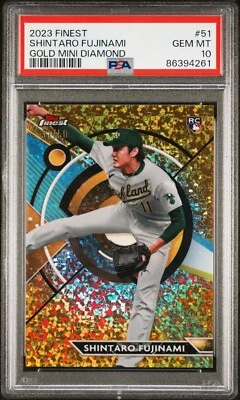 PSA 10 2023 Finest Gold Mini-Diamond Refractor #51 Shintaro Fujinami RC /50 Pop3 - Image 1 of 2