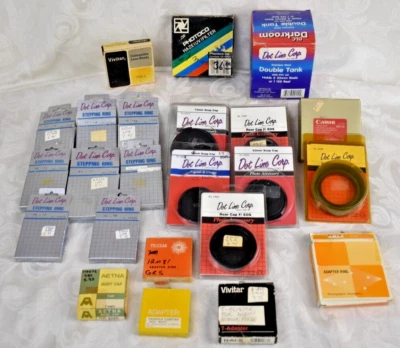 Huge Lot of Vintage Camera Adapters, Lens Rings, Caps, Hoods, To Much to List - Image 1 of 4