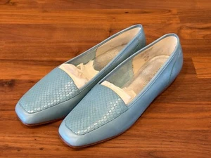 VTG ENZO ANGIOLINI Womens Turquoise Blue Liberty Leather Flats Loafers 6.5 NEW - Picture 1 of 11