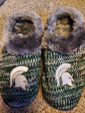 NEW Slide Warm Knit Slippers MICHIGAN State Spartans Womens Size XL (11/12) MSU Cover