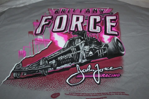 2020 Brittany Force Monster Racing Gray T-shirt John Force Racing VG Size 4XL Cover