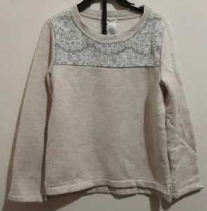 Girls Crewcuts Heather Beige Lace Detail Sweatshirt Size 4/5 NWD - Picture 1 of 5