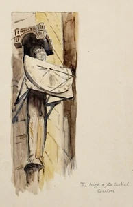 Henry Balmforth (1890-1977) Aquarell Kathedrale von Chartres. Engel der Sonnenuhr - Bild 1 von 3