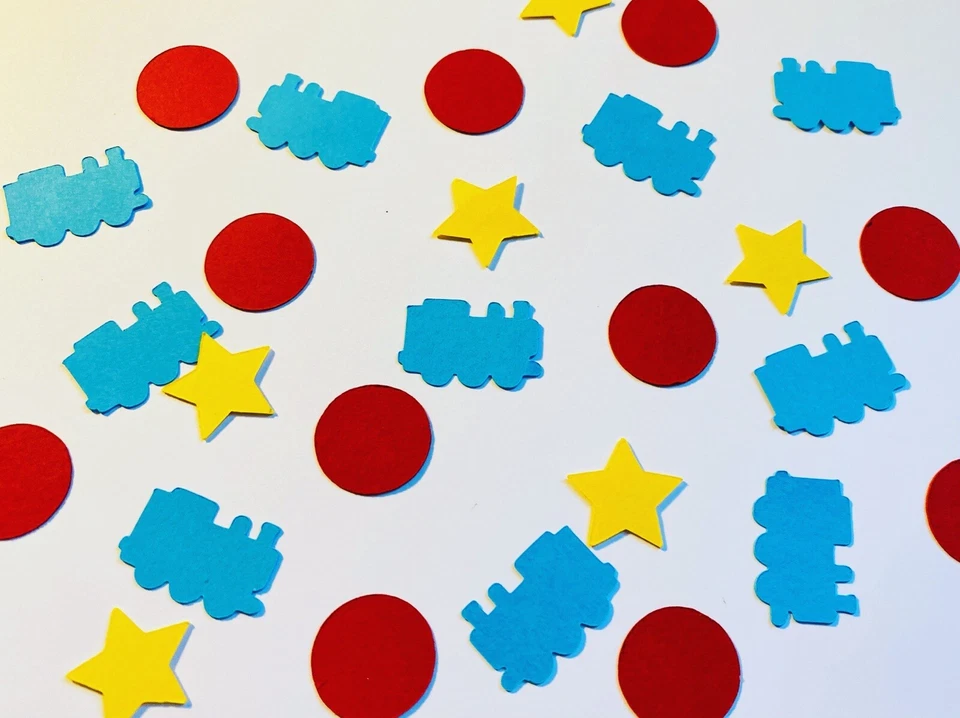 Confete de mesa feito à mão inspirado no motor Thomas The Tank - Imagem 1 de 1