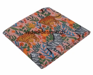 5 Yard Indian Animal Print Cotton Hand Block Multicolor Dressmaking Fabric - Picture 1 of 9