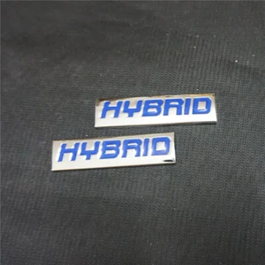 2PCS HYBRID Blue Silver Chrome Metal Badge Emblem Decal Sticker Engine Car Trunk - Picture 1 of 12