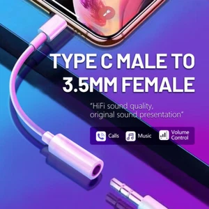 USB Type-C Male to 3.5mm Aux Female Jack Stereo Cable Headphone Audio Converter - Picture 1 of 9
