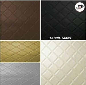 Faux Leather Trellis Diamond Fabric Fire Retardant Leatherette Upholstery Vinyl - Picture 1 of 7
