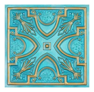 Reclaimed ceiling tiles, Interior decorative panel,for Cafe PL11 Cyan gold 10pcs - Picture 1 of 22