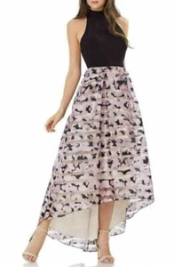 JS Collections Shadow Stripe Gown Sz 14 Black Multi - Picture 1 of 1
