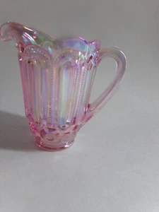 Weishar Moon and Stars Pink carnival glass miniature pitcher - Picture 1 of 7