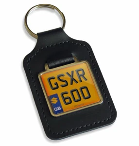 GSXR 600 Reg GB Number Plate Leather Keyring Key Fob for Suzuki GSXR600 Keys - Picture 1 of 2