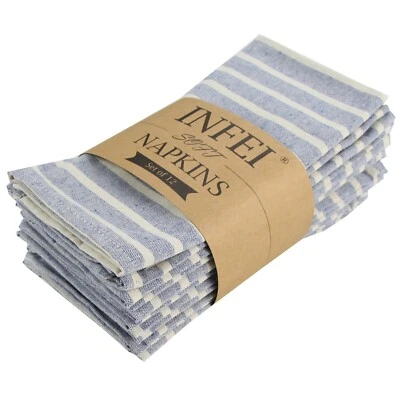 Broad Striped Cotton Blended Dinner Table Cloth Napkins - Set of 12 (40 x 30 cm) - Image 1 of 3