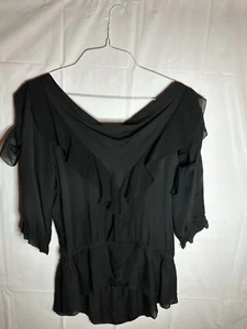Camicetta White House Black Market donna piccola manica lunga accenti con volant - Foto 1 di 3