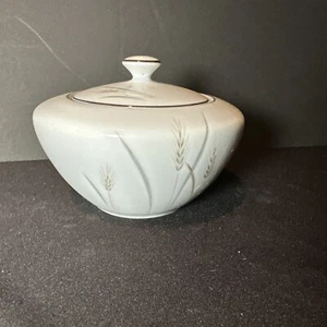 Vtg  M. S. Platinum Wheat Pattern Fine China Japan  Sugar Bowl with Lid.  - Picture 1 of 8