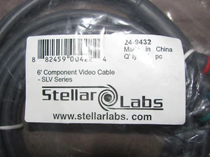 New Stellar Labs 6 Foot RCA Component Video Audio Cable Gold Plated 24-9432 - Picture 1 of 3