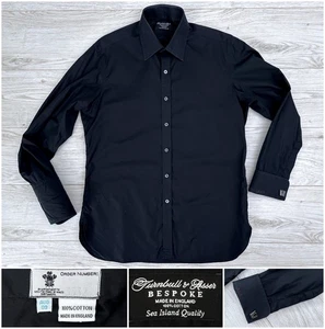 $495 Turnbull & Asser Solid Black Sea Island Quality Cotton Dress Shirt, 16 35 - Picture 1 of 16