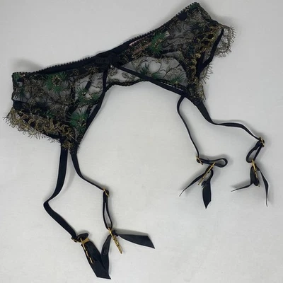 Agent Provocateur Castalia Black Green Gold Suspender AP2 Small - Image 1 of 4