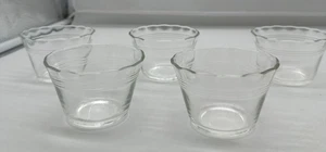 (5) Vintage Pyrex 462 Clear Glass Custard Cups 5 Oz. with 3 Bands Scallop Edge - Picture 1 of 6