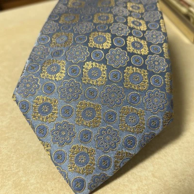 Corbata de seda Grant Thomas azul claro y dorado - Foto 1 de 4