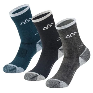 3 Pack Men's Merino Wool Hiking Socks, Micro Crew Cushioned Hiking Walking So... - Picture 1 of 7