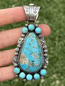 Colgante navajo racimo turquesa plata de ley. Regalo K Yazzie - Imagen 1 de 12