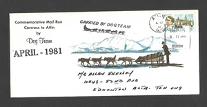 CANADA 1981 COMM. MAIL RUN CARCROSS, YUKON TO ATLIN B. C. COVER, DOG TEAM MAIL - Picture 1 of 1