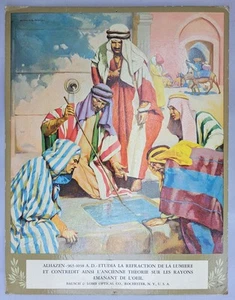 PANNEAU PUBLICITAIRE CARTON BAUSCH AND LOMB ALHAZEN REFRACTION / 1940/50'S - Picture 1 of 4