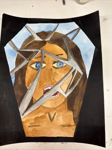 Original Painting of Bloody Mary, WatercolorOoak ArtFolklore Myths Halloween - Picture 1 of 3