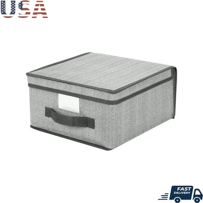 Nonwoven Fabric Storage Box W/ Lid & Handle Stackable Organizer Home Office New - Image 1 of 4