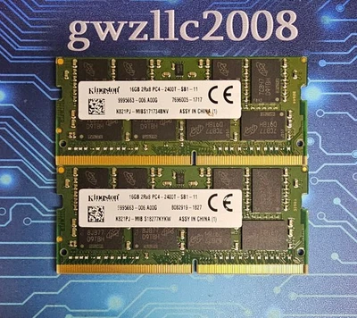 32GB (2x16GB) PC4-19200 DDR4-2400MHz 2Rx8 Non-ECC Kingston K821PJ-MIB #A6 - Image 1 of 2