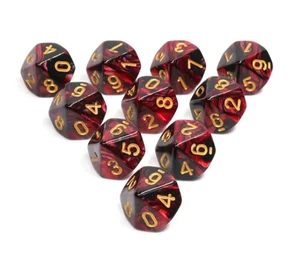 NEW RPG Dice Set of 10D10 -MidNight Dark Ruby - Picture 1 of 2