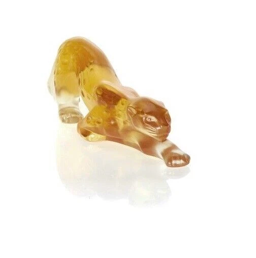 NEW LALIQUE CRYSTAL ZEILA PANTHER SCULPTURE AMBER SMALL #10492800 BRAND NIB F/SH - Image 1 of 1