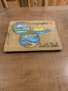 VTG LEATHER SCRAPBOOK PHOTOGRAPHS SEATTLE,MT RAINIER,KALAKALA,LAKE WASHINGTON - Picture 1 of 24