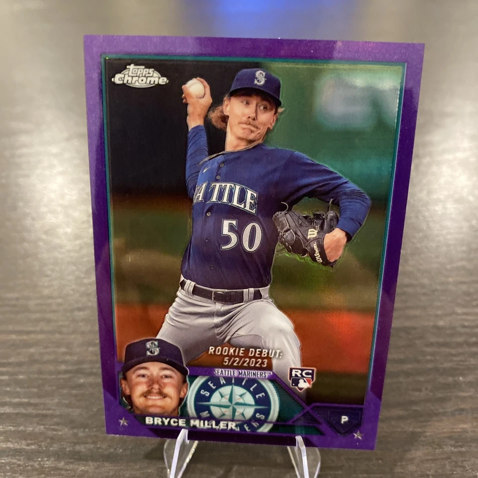 2023 Topps Chrome Update Series Rookie Debut Bryce Miller USC99 Purple Refractor - Image 1 of 4