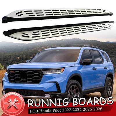 Tablas de correr de 600 lb aptas para Honda Pilot 2023-2026 barras Nerf plateadas Foto 1 de 4