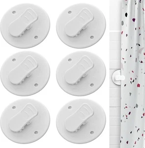 6 Pcs Shower Curtain Clips Self Adhesive Splash for White - Picture 1 of 7