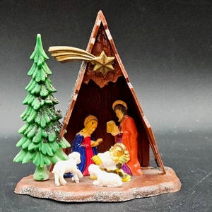 Vintage Miniature Plastic Nativity 444 Hong Kong 3 1/2" - Picture 1 of 13