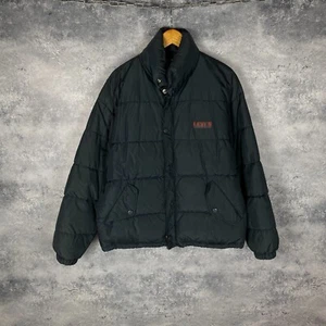 Men’s Vintage Levi’s Down Jacket Puffer Black Nylon Size L - Picture 1 of 8