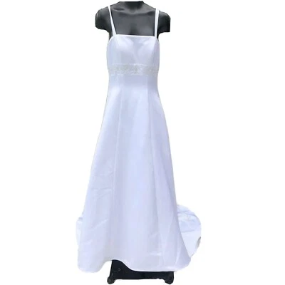 Michaelangelo Wedding Dress XS White Empire Beaded Gown w/ Train David’s Bridal - Image 1 of 4