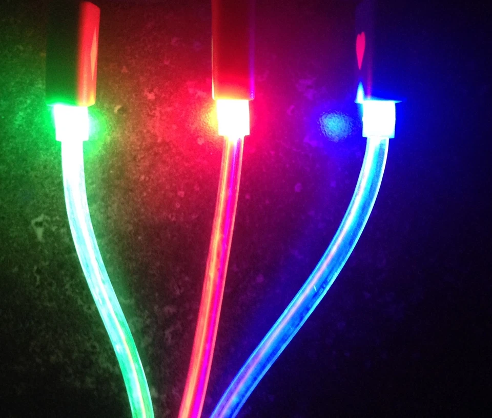 8" MINI GLOW light-up LED Data Sync Cable charger MICRO USB FOR GALAXY S5 NOTE 3 - Image 1 of 4