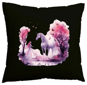 Kissenbezug Einhorn Fabelwesen Pferd Märchen Unicorn Kuscheltier Schwarz 401935 - Bild 1 von 1