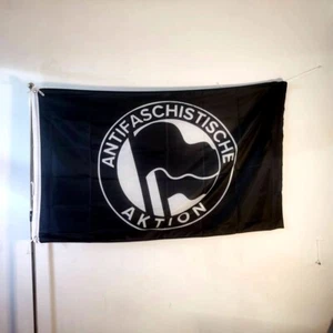 Black Flag Antifascist Action Flag Punk Anarchist Antifa Anarchy Revolution - Picture 1 of 7