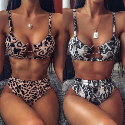 Traje de baño para mujer Traje de baño Tanga Push Up Bikinis Conjunto Sexy Estampado de serpiente Bikini Foto 1 de 4