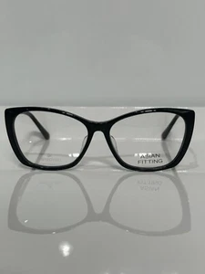 New Swarovski 5383F 001 Black Acetate Gold temples Woman’s Cateye Eyeglasses 55m - Picture 1 of 5