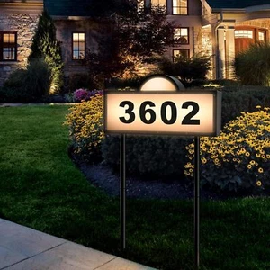 US Solar Power LED Light Sign House Street Door Address Plaque Number Stake Lamp - Picture 1 of 14