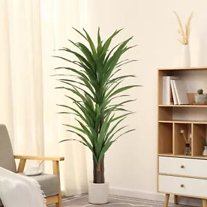 Dracaena Silk Plant Corn Stalk 5ft Tall Faux Plants Indoor Large Fake Plants Pot - Picture 1 of 8