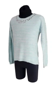 Gap Kids Medium Sweater Jewel Neck Spring Breeze Blue Long Sleeve - Picture 1 of 11